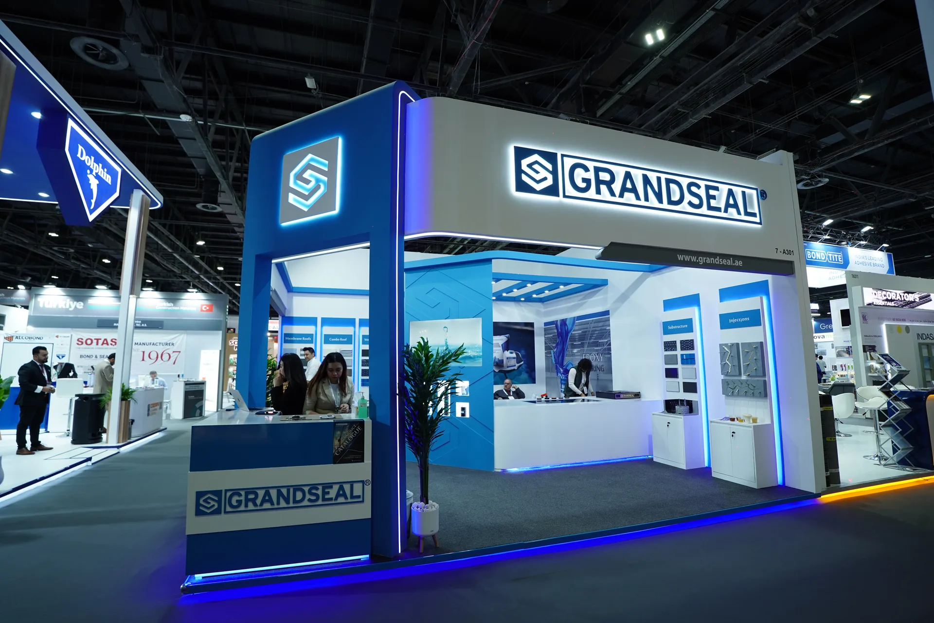 Grandseal stand — Big 5 Global 2025 · brand wall detail